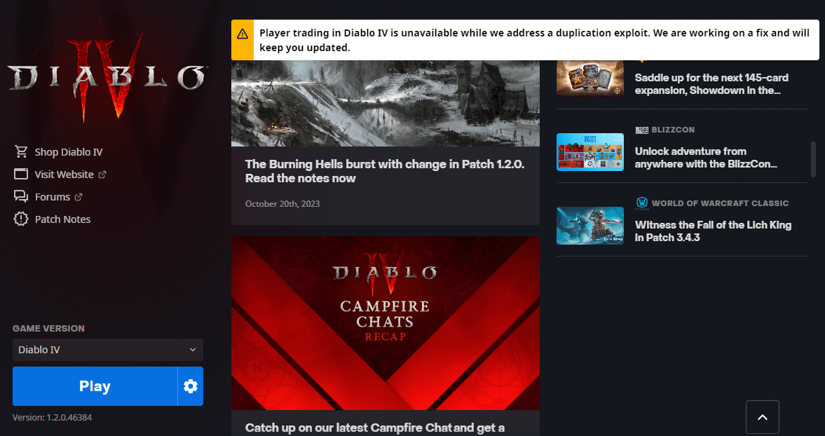 Diablo IV Shuts Off Trade After Dupe&nbsp;Exploit
